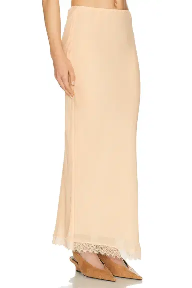 Helsa Viscose Satin Slip Skirt With Lace | Thumbnail 4 Helsa Viscose Satin Slip Skirt With Lace | Thumbnail 4