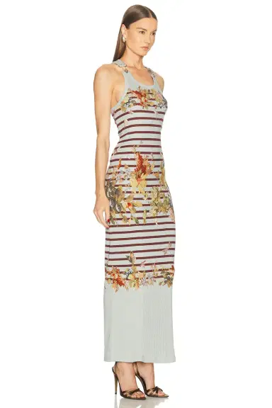Jean Paul Gaultier Cotton Ribbed Printed Marini?re Grape Long Dress | Thumbnail 2 Jean Paul Gaultier Cotton Ribbed Printed Marini?re Grape Long Dress | Thumbnail 2
