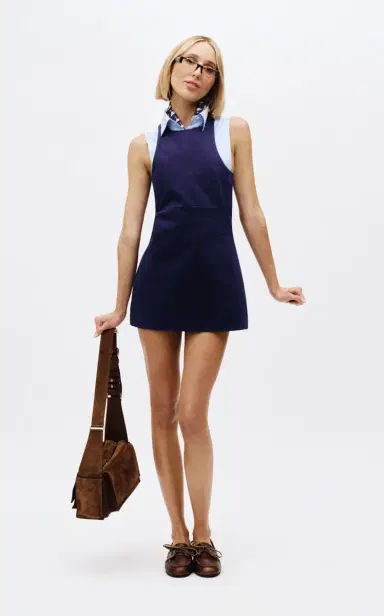 Miu Miu Cotton Gabardine Mini Dress | Thumbnail 2 Miu Miu Cotton Gabardine Mini Dress | Thumbnail 2
