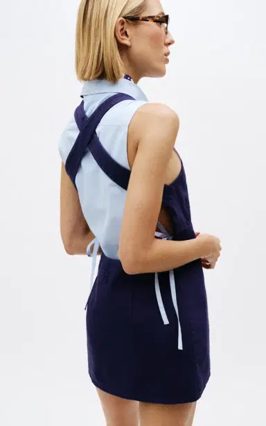 Miu Miu Cotton Gabardine Mini Dress | Thumbnail 3 Miu Miu Cotton Gabardine Mini Dress | Thumbnail 3