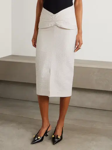 Lanvin Draped Satin-jacquard Midi Skirt | Thumbnail 3 Lanvin Draped Satin-jacquard Midi Skirt | Thumbnail 3