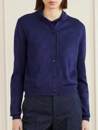 Gucci Perforated Silk-blend Cardigan | Thumbnail 3 Gucci Perforated Silk-blend Cardigan | Thumbnail 3