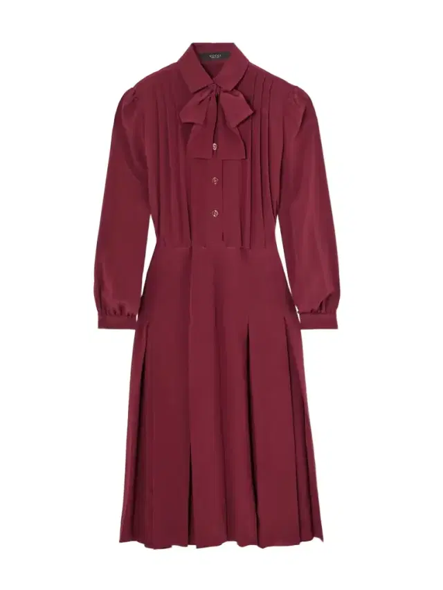 Pintucked Bow-detailed Silk Crepe De Chine Midi Shirt Dress Pintucked Bow-detailed Silk Crepe De Chine Midi Shirt Dress