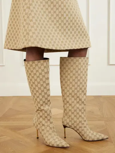 Gucci Bombshell Coated-canvas Knee Boots | Thumbnail 2 Gucci Bombshell Coated-canvas Knee Boots | Thumbnail 2