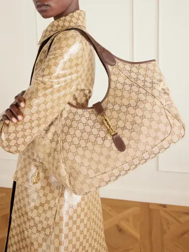 Gucci Mercato Medium Leather-trimmed Canvas-jacquard Shoulder Bag | Thumbnail 2 Gucci Mercato Medium Leather-trimmed Canvas-jacquard Shoulder Bag | Thumbnail 2