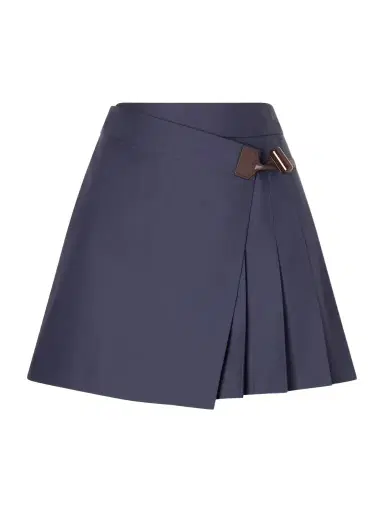 Loewe Pleated Leather-trimmed Cotton-blend Mini Skirt | Thumbnail 1 Loewe Pleated Leather-trimmed Cotton-blend Mini Skirt | Thumbnail 1