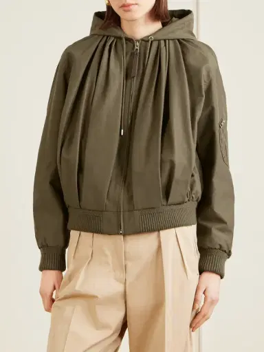 Loewe Hooded Leather-trimmed Cotton-blend Jacket | Thumbnail 3 Loewe Hooded Leather-trimmed Cotton-blend Jacket | Thumbnail 3