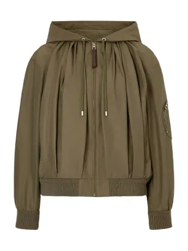 Loewe Hooded Leather-trimmed Cotton-blend Jacket | Thumbnail 1 Loewe Hooded Leather-trimmed Cotton-blend Jacket | Thumbnail 1