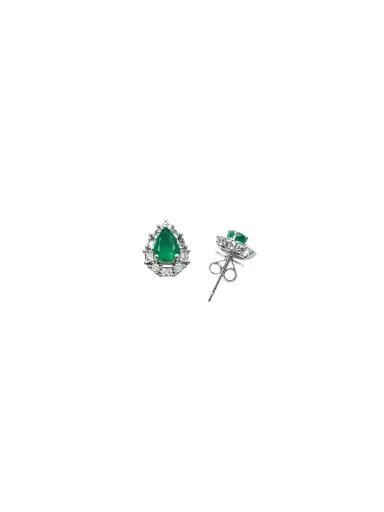 Wish Fine Jewelry 1.14ct Diamond Emerald 18K Gold Sunburst Pear Stud Earrings | Thumbnail 2 Wish Fine Jewelry 1.14ct Diamond Emerald 18K Gold Sunburst Pear Stud Earrings | Thumbnail 2