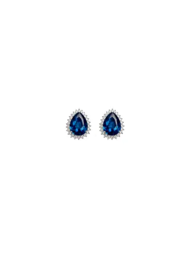 Wish Fine Jewelry 2.50ct Diamond Blue Sapphire 18K Gold Halo Pear Stud Earrings | Thumbnail 1 Wish Fine Jewelry 2.50ct Diamond Blue Sapphire 18K Gold Halo Pear Stud Earrings | Thumbnail 1