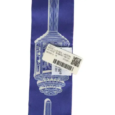 HERMÈS Hermes "Merveilleuses Lantern" Rose Bon Bon, Indigo Multi Silk Twilly Pair | Thumbnail 5 HERMÈS Hermes "Merveilleuses Lantern" Rose Bon Bon, Indigo Multi Silk Twilly Pair | Thumbnail 5
