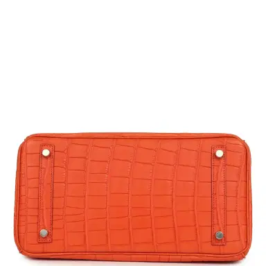 HERMÈS Pre-owned Hermes Birkin 30 Orange Poppy Matte Alligator Palladium Hardware | Thumbnail 6 HERMÈS Pre-owned Hermes Birkin 30 Orange Poppy Matte Alligator Palladium Hardware | Thumbnail 6