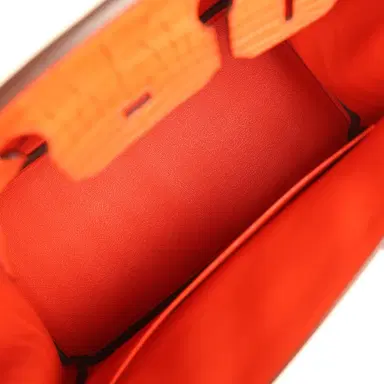 HERMÈS Pre-owned Hermes Birkin 30 Orange Poppy Matte Alligator Palladium Hardware | Thumbnail 8 HERMÈS Pre-owned Hermes Birkin 30 Orange Poppy Matte Alligator Palladium Hardware | Thumbnail 8