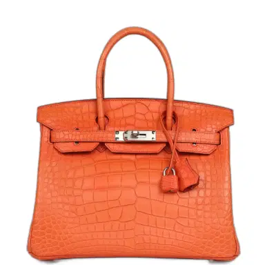 HERMÈS Pre-owned Hermes Birkin 30 Orange Poppy Matte Alligator Palladium Hardware | Thumbnail 1 HERMÈS Pre-owned Hermes Birkin 30 Orange Poppy Matte Alligator Palladium Hardware | Thumbnail 1