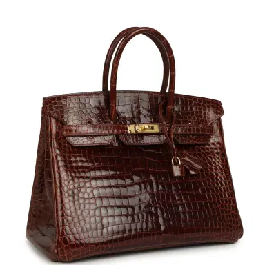 HERMÈS Pre-owned Hermes Birkin 35 Miel Shiny Porosus Crocodile Gold Hardware | Thumbnail 2 HERMÈS Pre-owned Hermes Birkin 35 Miel Shiny Porosus Crocodile Gold Hardware | Thumbnail 2