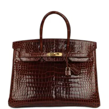 HERMÈS Pre-owned Hermes Birkin 35 Miel Shiny Porosus Crocodile Gold Hardware | Thumbnail 1 HERMÈS Pre-owned Hermes Birkin 35 Miel Shiny Porosus Crocodile Gold Hardware | Thumbnail 1