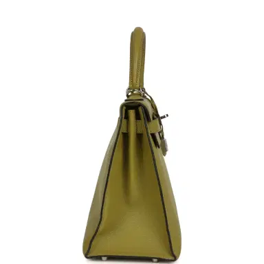 HERMÈS Vintage Hermes Kelly Sellier 28 Vert Chartreuse Chevre Mysore Palladium Hardware | Thumbnail 3 HERMÈS Vintage Hermes Kelly Sellier 28 Vert Chartreuse Chevre Mysore Palladium Hardware | Thumbnail 3