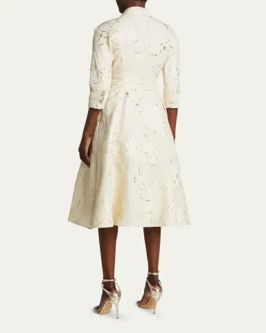 Rickie Freeman for Teri Jon Metallic Jacquard Belted Shirtdress | Thumbnail 3 Rickie Freeman for Teri Jon Metallic Jacquard Belted Shirtdress | Thumbnail 3