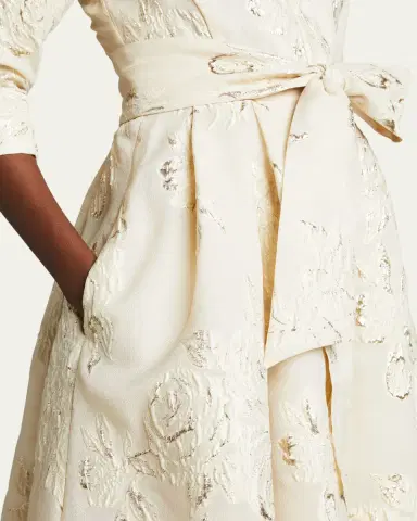 Rickie Freeman for Teri Jon Metallic Jacquard Belted Shirtdress | Thumbnail 5 Rickie Freeman for Teri Jon Metallic Jacquard Belted Shirtdress | Thumbnail 5