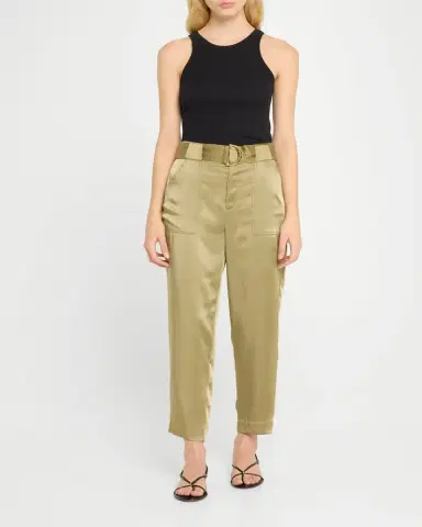 Ramy Brook Hayden Belted Cropped Satin Pants | Thumbnail 2 Ramy Brook Hayden Belted Cropped Satin Pants | Thumbnail 2