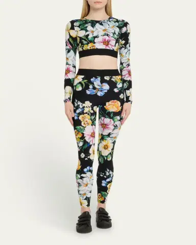 Dolce & Gabbana Mix Fiori Long-Sleeve Crop Top | Thumbnail 2 Dolce & Gabbana Mix Fiori Long-Sleeve Crop Top | Thumbnail 2