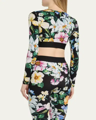 Dolce & Gabbana Mix Fiori Long-Sleeve Crop Top | Thumbnail 3 Dolce & Gabbana Mix Fiori Long-Sleeve Crop Top | Thumbnail 3