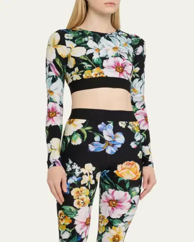 Dolce & Gabbana Mix Fiori Long-Sleeve Crop Top | Thumbnail 4 Dolce & Gabbana Mix Fiori Long-Sleeve Crop Top | Thumbnail 4