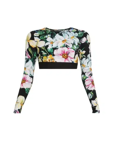 Dolce & Gabbana Mix Fiori Long-Sleeve Crop Top | Thumbnail 1 Dolce & Gabbana Mix Fiori Long-Sleeve Crop Top | Thumbnail 1