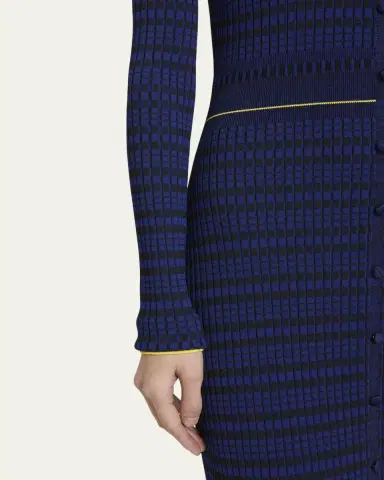 Proenza Schouler White Label Ivanna Long-Sleeve Micro Check Dress | Thumbnail 5 Proenza Schouler White Label Ivanna Long-Sleeve Micro Check Dress | Thumbnail 5