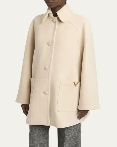 Valentino Garavani Cappotto Wool V Gold-Trim Jacket | Thumbnail 4 Valentino Garavani Cappotto Wool V Gold-Trim Jacket | Thumbnail 4