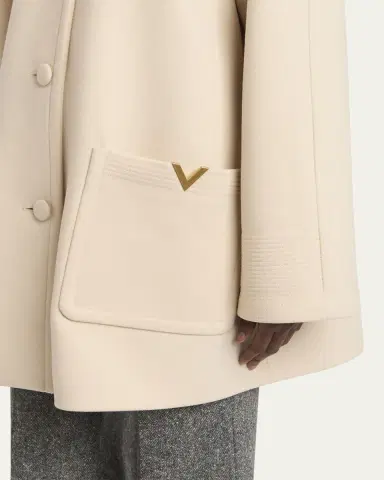 Valentino Garavani Cappotto Wool V Gold-Trim Jacket | Thumbnail 5 Valentino Garavani Cappotto Wool V Gold-Trim Jacket | Thumbnail 5