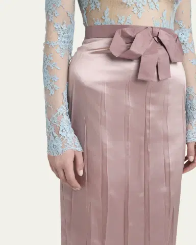 Valentino Garavani Bow Pleated Satin Midi Skirt | Thumbnail 5 Valentino Garavani Bow Pleated Satin Midi Skirt | Thumbnail 5