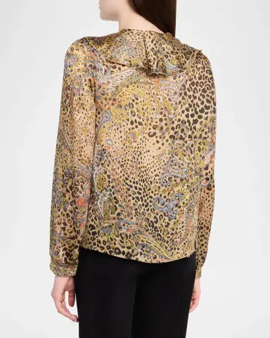 Etro Leopard Paisley-Print Silk Ruffle Blouse | Thumbnail 3 Etro Leopard Paisley-Print Silk Ruffle Blouse | Thumbnail 3