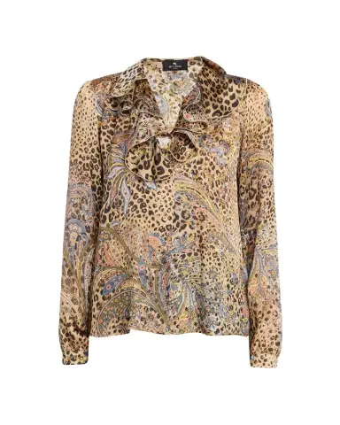 Etro Leopard Paisley-Print Silk Ruffle Blouse | Thumbnail 1 Etro Leopard Paisley-Print Silk Ruffle Blouse | Thumbnail 1