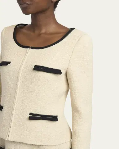 Valentino Garavani Bow Tweed Tailored Zip Jacket | Thumbnail 5 Valentino Garavani Bow Tweed Tailored Zip Jacket | Thumbnail 5