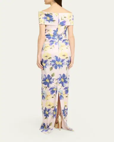 Rickie Freeman for Teri Jon Floral-Print Mikado Column Gown | Thumbnail 3 Rickie Freeman for Teri Jon Floral-Print Mikado Column Gown | Thumbnail 3
