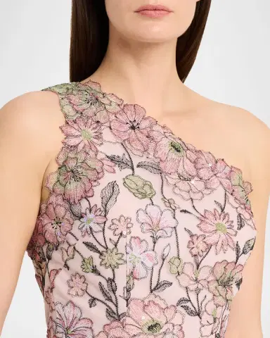 Rickie Freeman for Teri Jon One-Shoulder Embroidered Tulle Gown | Thumbnail 9 Rickie Freeman for Teri Jon One-Shoulder Embroidered Tulle Gown | Thumbnail 9