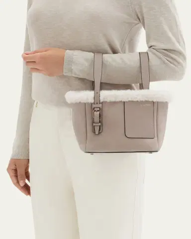 Valextra Mini Suede & Shearling Bucket Bag | Thumbnail 2 Valextra Mini Suede & Shearling Bucket Bag | Thumbnail 2