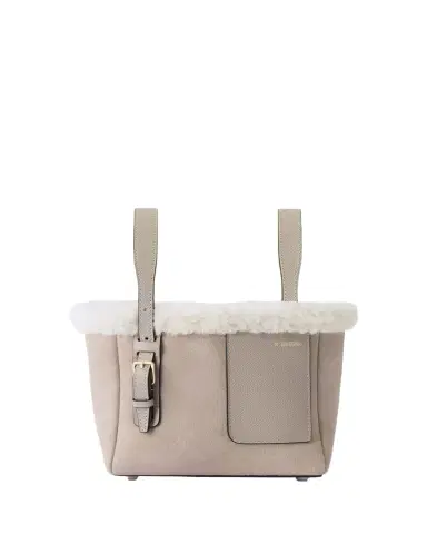 Valextra Mini Suede & Shearling Bucket Bag | Thumbnail 1 Valextra Mini Suede & Shearling Bucket Bag | Thumbnail 1