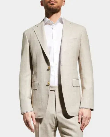 Canali Men's Solid Linen-Blend Suit | Thumbnail 4 Canali Men's Solid Linen-Blend Suit | Thumbnail 4