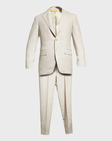 Canali Men's Solid Linen-Blend Suit | Thumbnail 6 Canali Men's Solid Linen-Blend Suit | Thumbnail 6