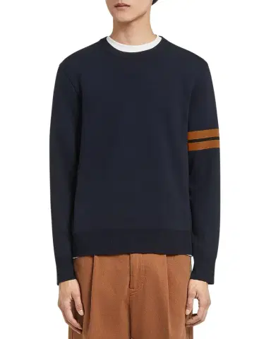 ZEGNA Men's Signifier Stripe Wool Crewneck Sweater | Thumbnail 1 ZEGNA Men's Signifier Stripe Wool Crewneck Sweater | Thumbnail 1