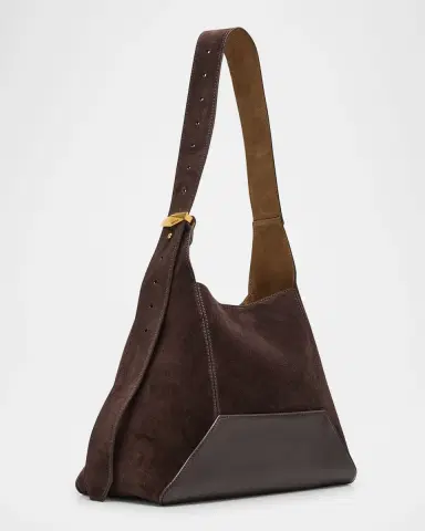 Jimmy Choo Medium Diamond Brown Suede & Leather Hobo Bag | Thumbnail 3 Jimmy Choo Medium Diamond Brown Suede & Leather Hobo Bag | Thumbnail 3