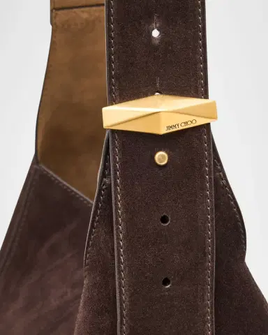 Jimmy Choo Medium Diamond Brown Suede & Leather Hobo Bag | Thumbnail 6 Jimmy Choo Medium Diamond Brown Suede & Leather Hobo Bag | Thumbnail 6