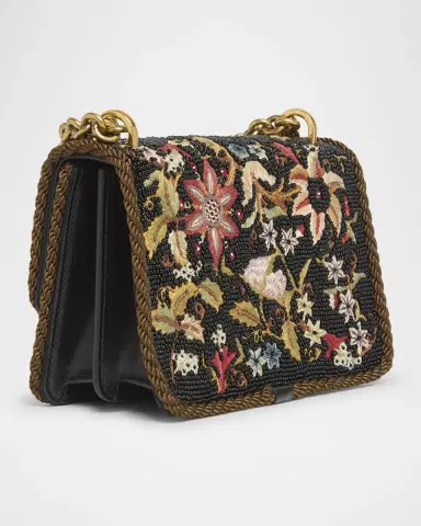 Valentino Garavani Vain Small VLOGO Floral Beaded Shoulder Bag | Thumbnail 2 Valentino Garavani Vain Small VLOGO Floral Beaded Shoulder Bag | Thumbnail 2