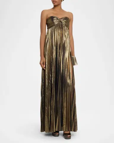 Retrofête Zoa Strapless Lamé Twisted-Bodice Gown | Thumbnail 4 Retrofête Zoa Strapless Lamé Twisted-Bodice Gown | Thumbnail 4