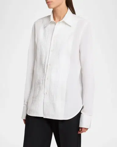 Victoria Beckham Pintucked Cotton Poplin Shirt | Thumbnail 4 Victoria Beckham Pintucked Cotton Poplin Shirt | Thumbnail 4