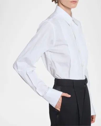 Victoria Beckham Pintucked Cotton Poplin Shirt | Thumbnail 5 Victoria Beckham Pintucked Cotton Poplin Shirt | Thumbnail 5