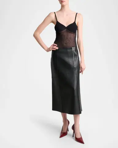 Victoria Beckham Paneled Leather Midi Skirt | Thumbnail 2 Victoria Beckham Paneled Leather Midi Skirt | Thumbnail 2