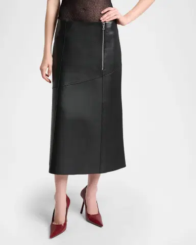 Victoria Beckham Paneled Leather Midi Skirt | Thumbnail 4 Victoria Beckham Paneled Leather Midi Skirt | Thumbnail 4